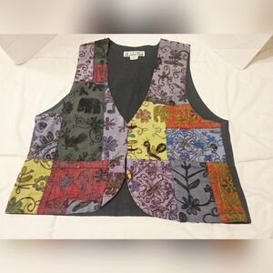 Vtg Extend Patchwork Vest Sz M Vintage 80s 90s Y2K Hippie Cotton Boho Urban Wear